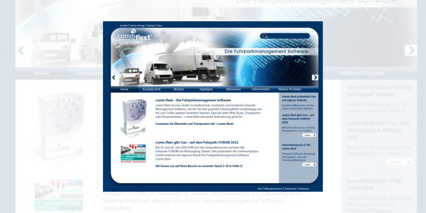 Fuhrpark Software comm.fleet erhält eigenen Internetauftritt Fuhrpark Software comm.fleet erhält eigenen Internetauftritt
