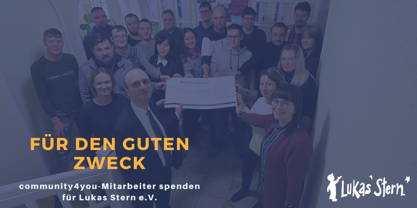 Community4you-Mitarbeiter spenden für Lukas Stern e.V.