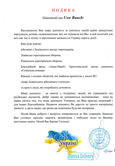 Briefe aus der Ukraine Dankesbrief aus der Ukraine and die community4you AG