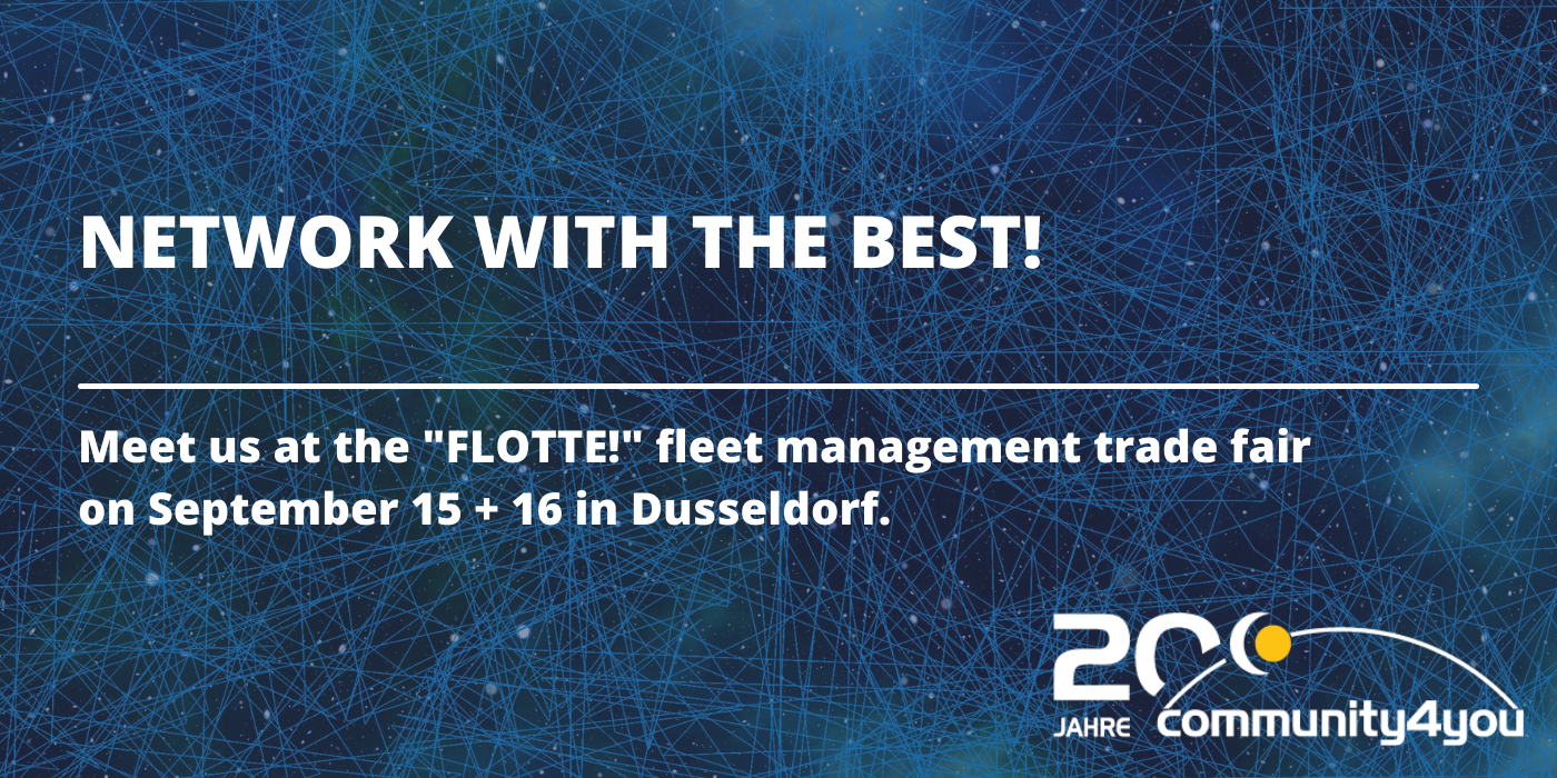 Meet the fleet management software manufacturer community4you at the FLOTTE! 2021 Meet the fleet management software manufacturer community4you at the FLOTTE! 2021